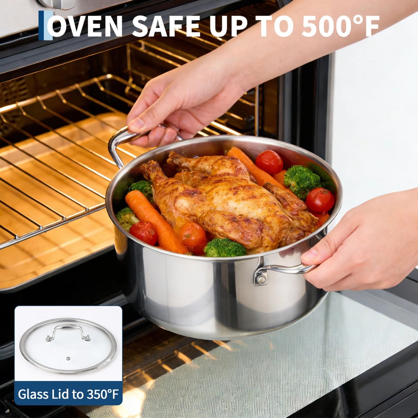 11pc 3 Ply Stainless Steel Cookware Set with Lids