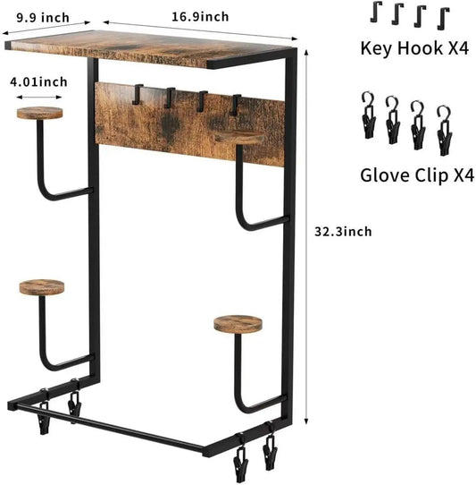 Iron Storage Helmet, Gloves, Boots Rack w/Hooks