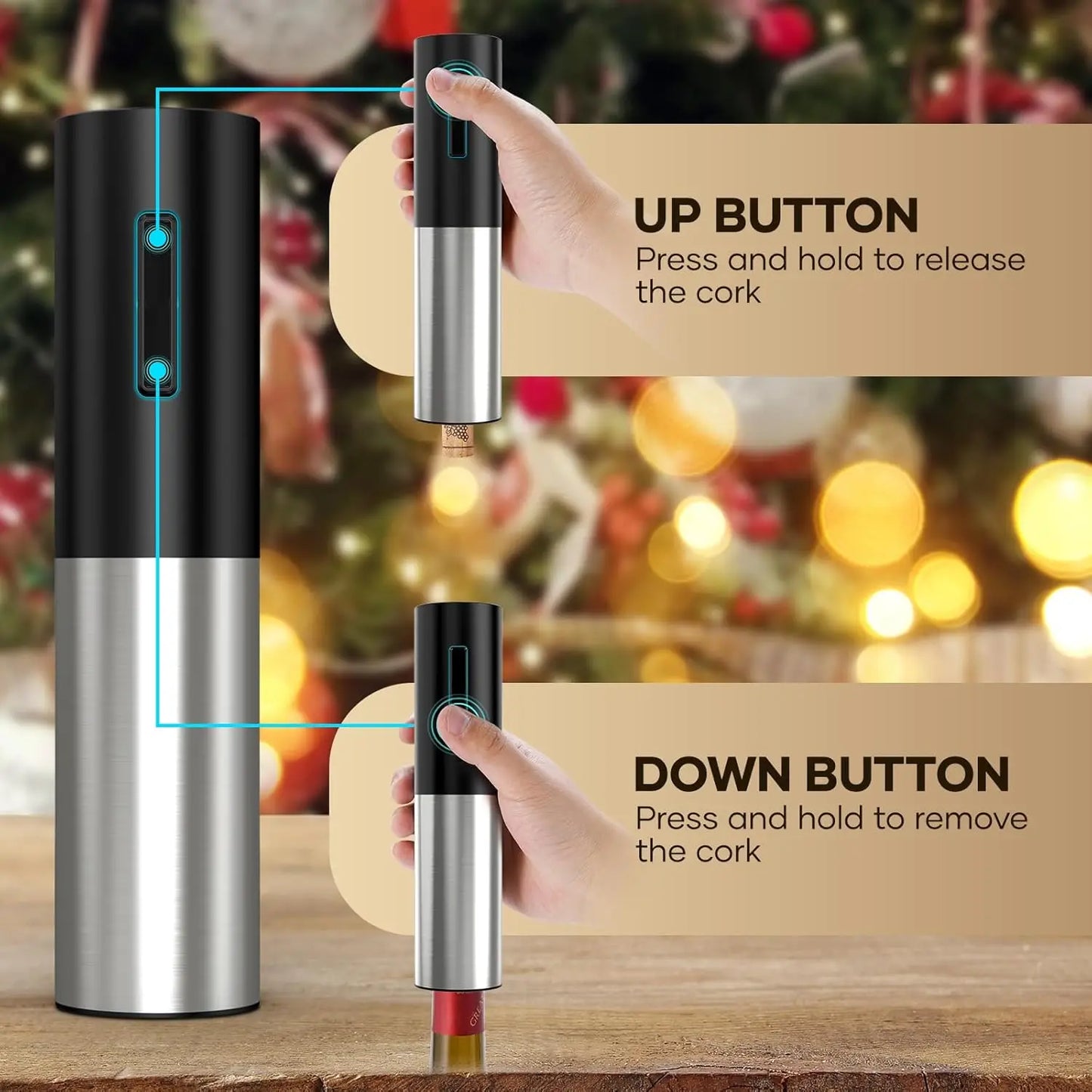 Electric Wine Opener Set w/Foil Cutter, Aerator, Pourer & Vacuum Stopper