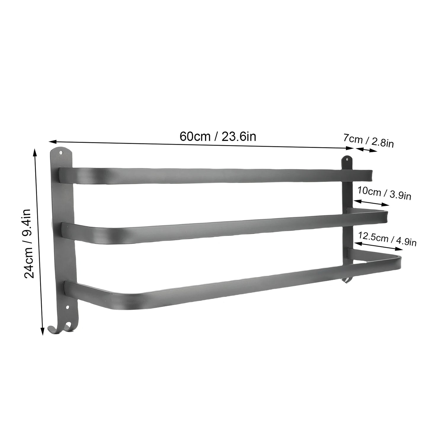Wall Mounted Towel Rack, Organizer 3 Tier Towel Rod