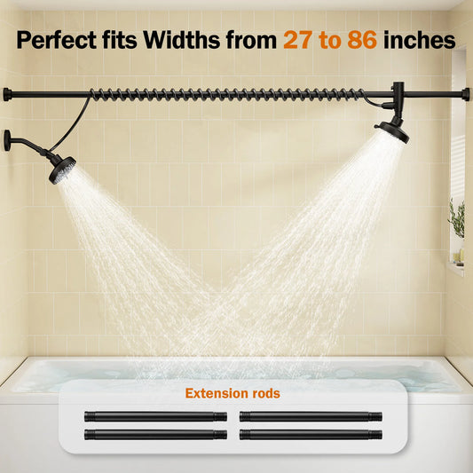 High Pressure Double Shower Head, Adjustable Slider,
