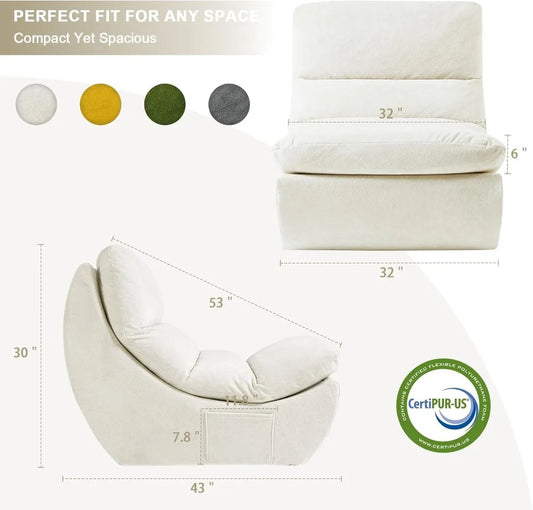 Modular, Cloud Boneless Bean Chair with High Rebound Foam