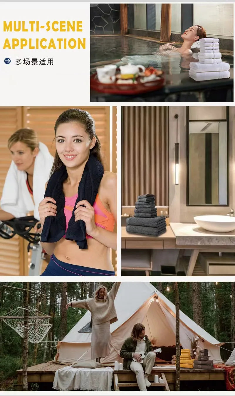 100% Cotton Super Absorbent Bathroom Towels Set