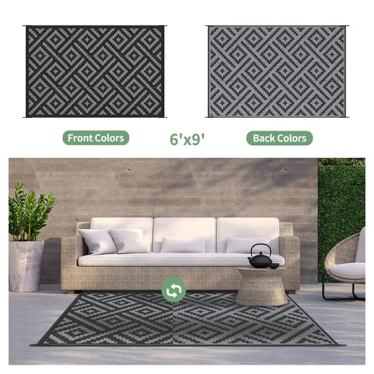 Outdoor Rug for Patio, 6x9 Waterproof Mat