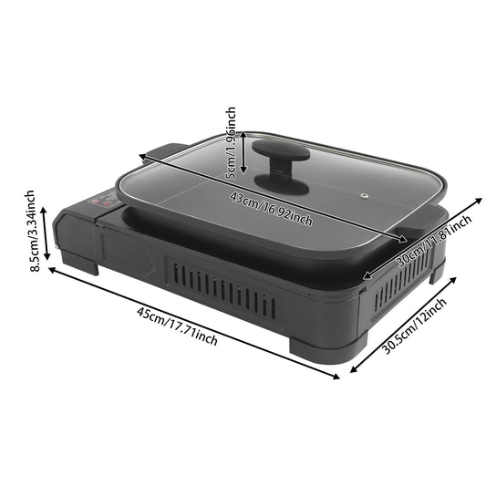 Stainless Tabletop Gas Stove w/Grill Pan and Lid, Non-stick Coating