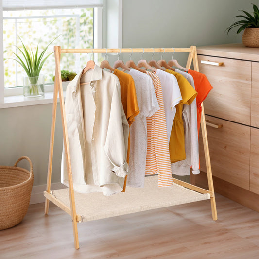 Portable, Foldable Wooden Garment Drying Rack