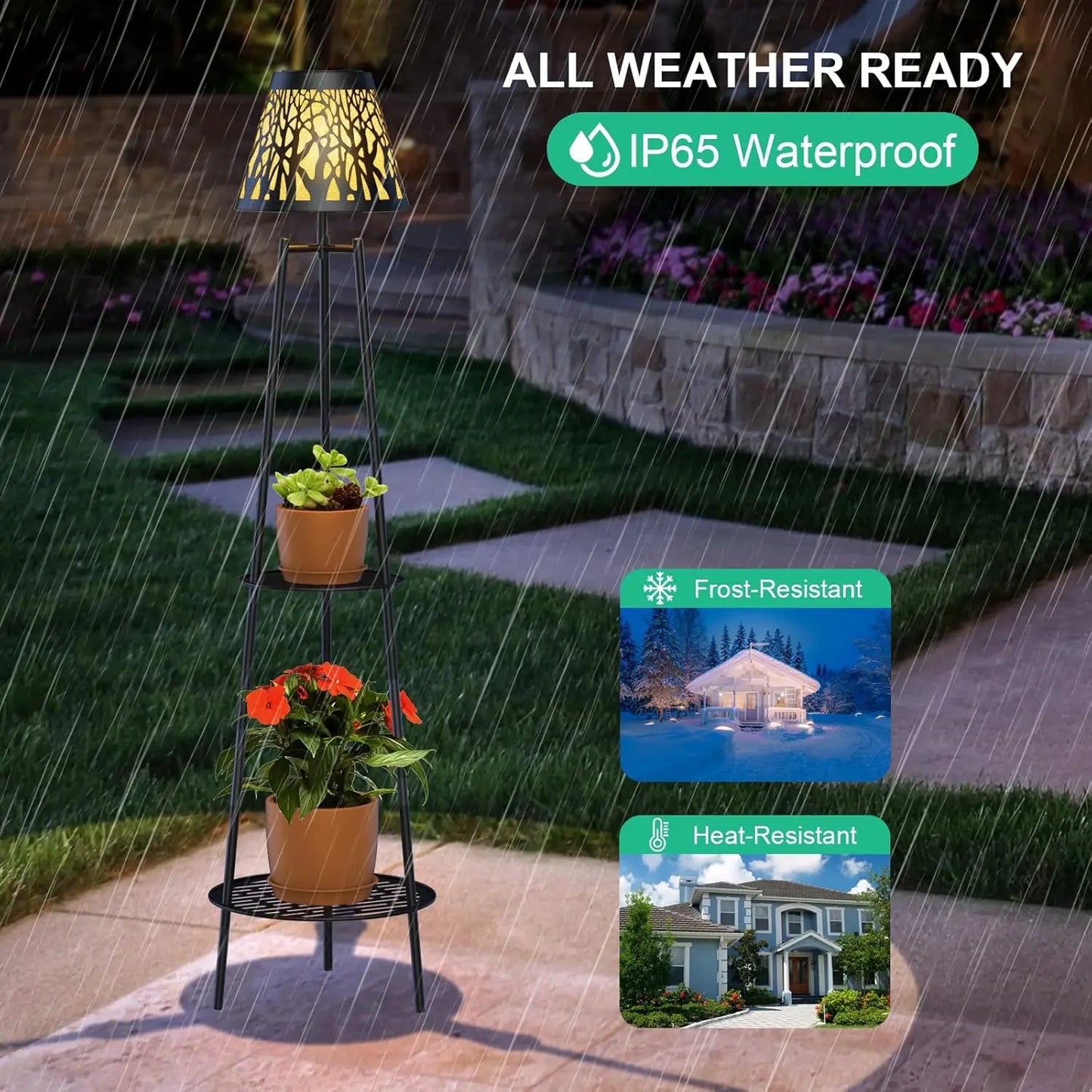 2 Pack Solar Floor Lights with Plant Stands, 45.5''