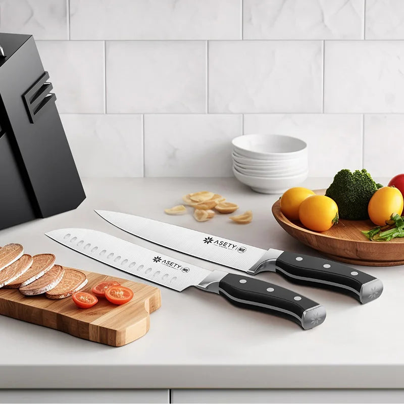 15 PCS Kitchen Knife Set, Built-in Knife Sharpener