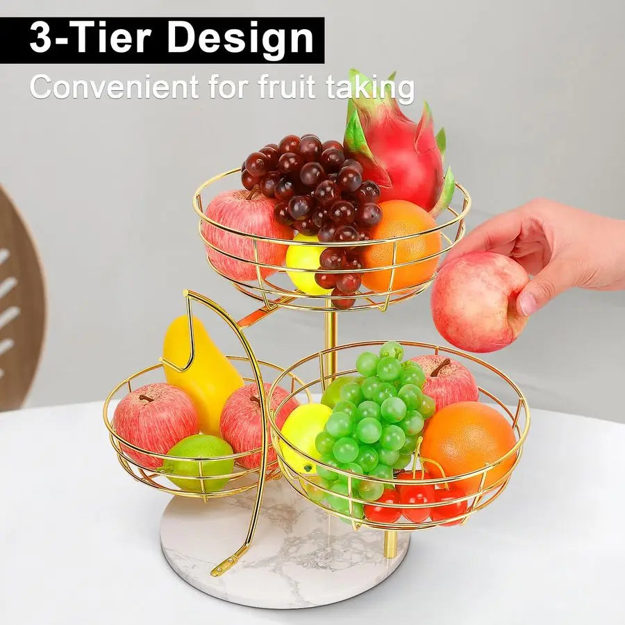 Metal Fruit Vegetable Storage Basket with Banana Holder for Kitchen Counter,
