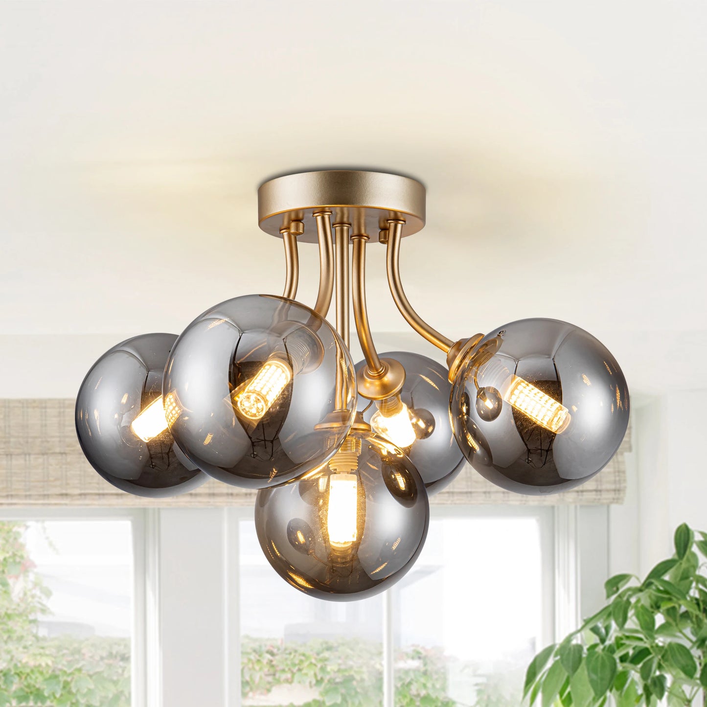 Sputnik Light Fixtures, 5-Bulbs, Semi Flush Mount
