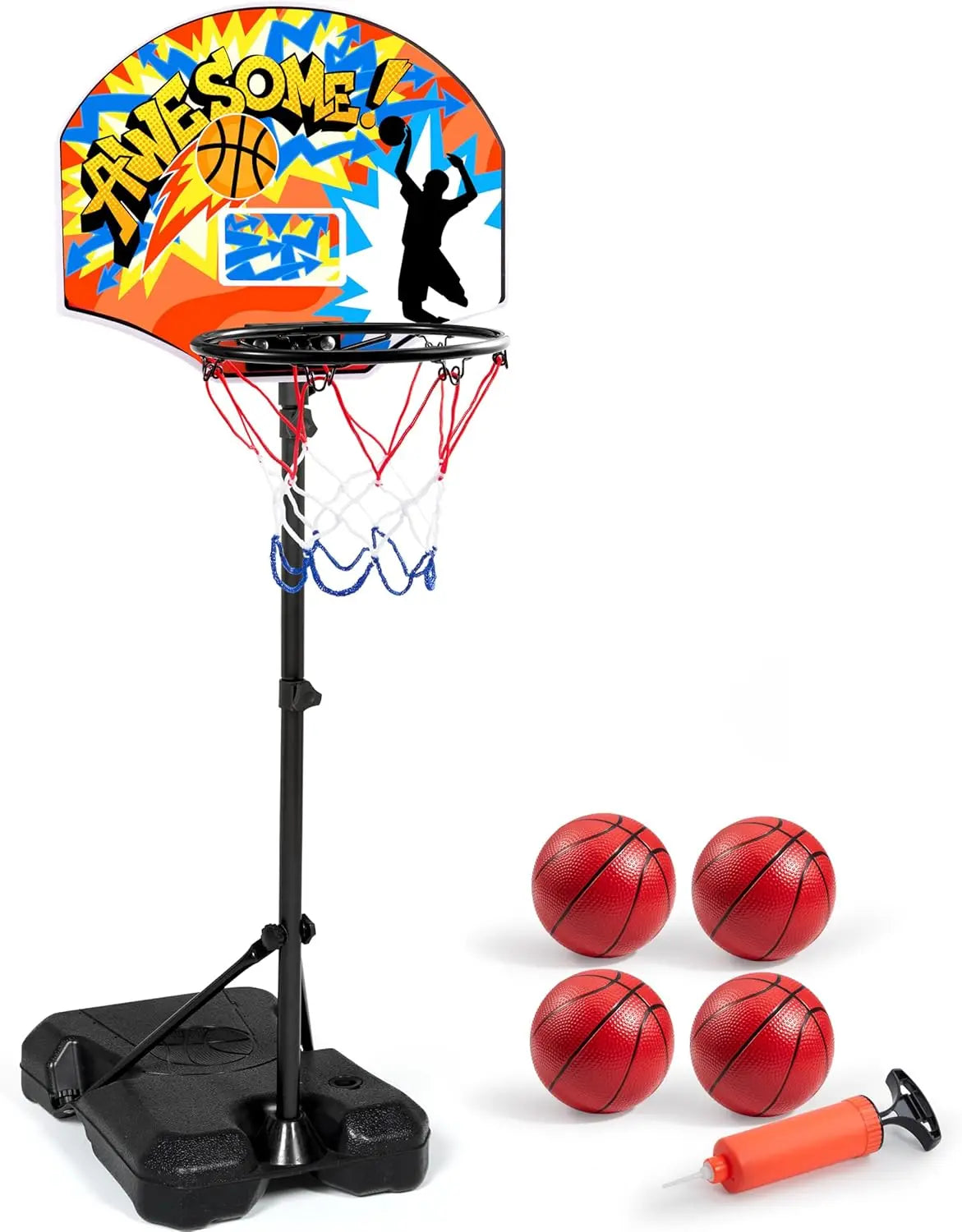 Arcade Basketball Game with 4 Balls, Adjustable Height 44"-55"