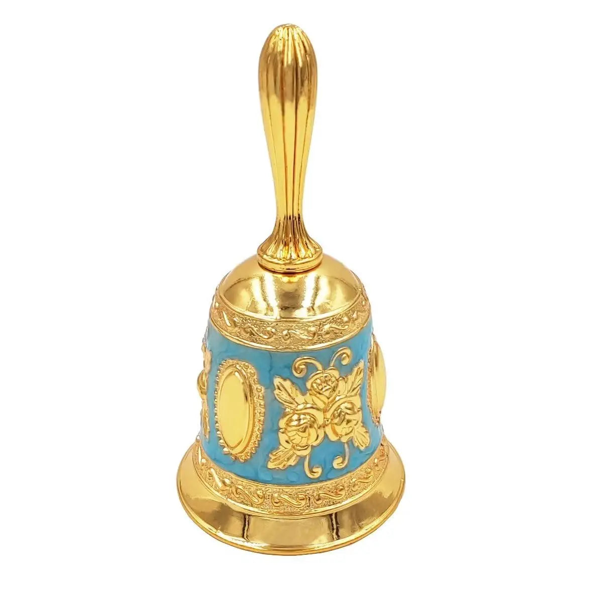 Hand Bell,Metal Dinner Bell Decorative Wedding Bells Service Bell Call Bell Christmas Bell,Golden Red Rose