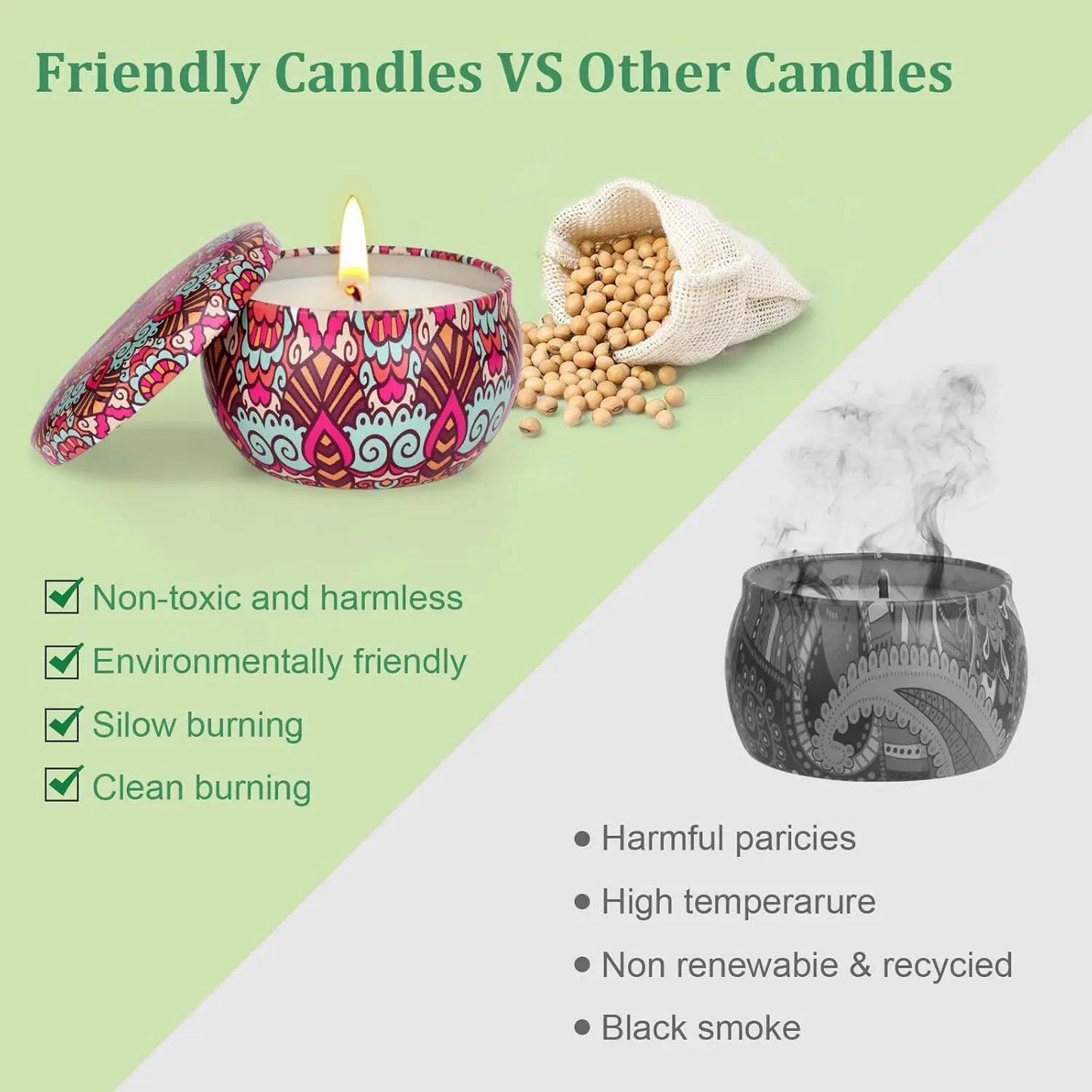 Aromatherapy Soy Wax Candles Set, Up to 90 Hours