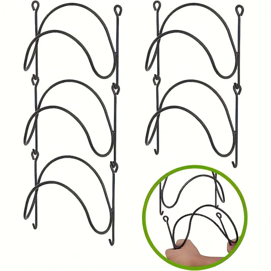 Sturdy 6-Piece Wrought Iron Towel Rack, Wall-Mounted W/Hooks