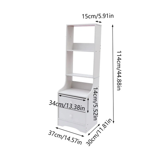 Modern Space-Saving Tall Nightstand w/Storage Shelf