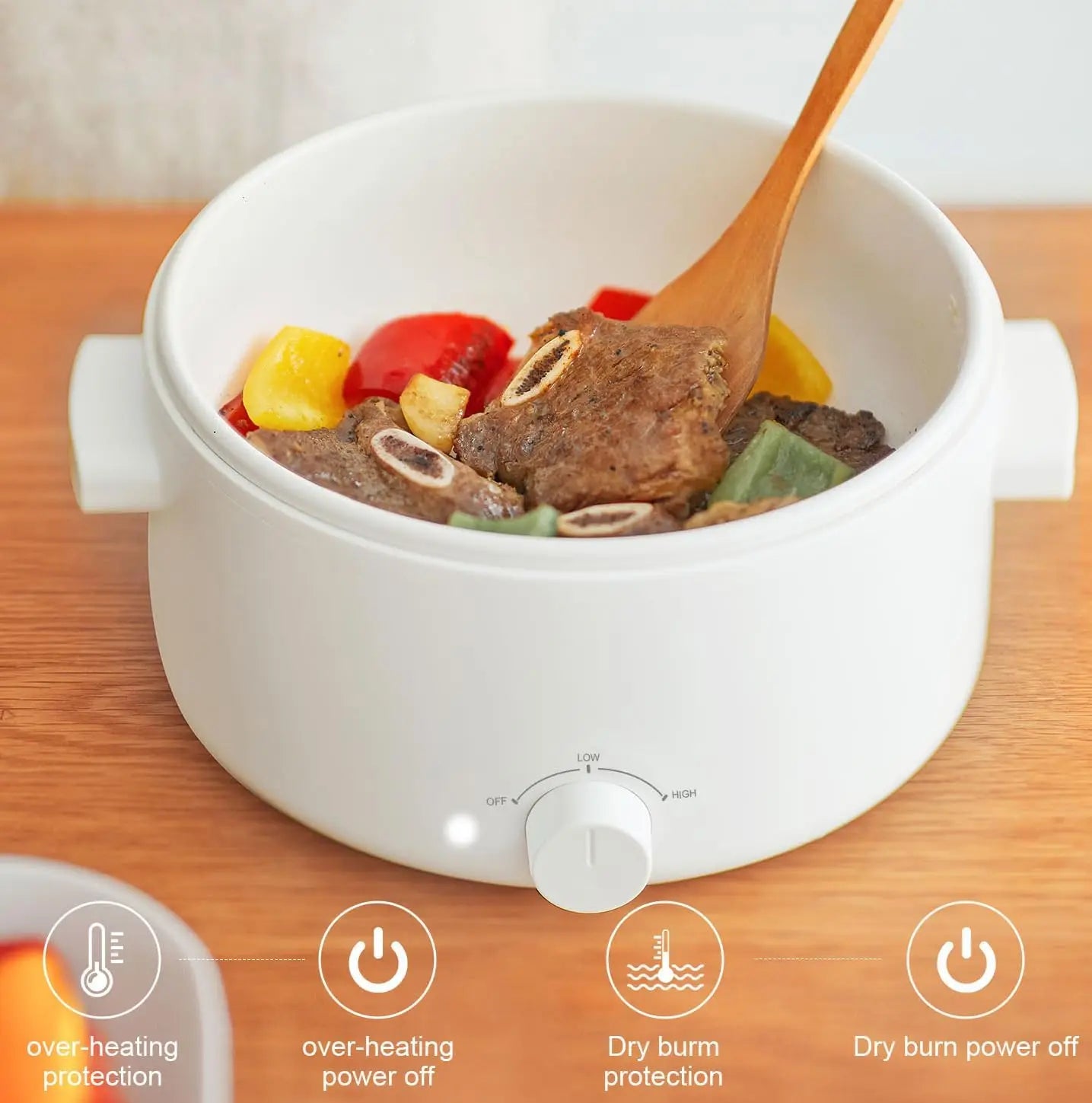 3L Portable Electric Pot w/Ceramic Coating, Multi-Functional