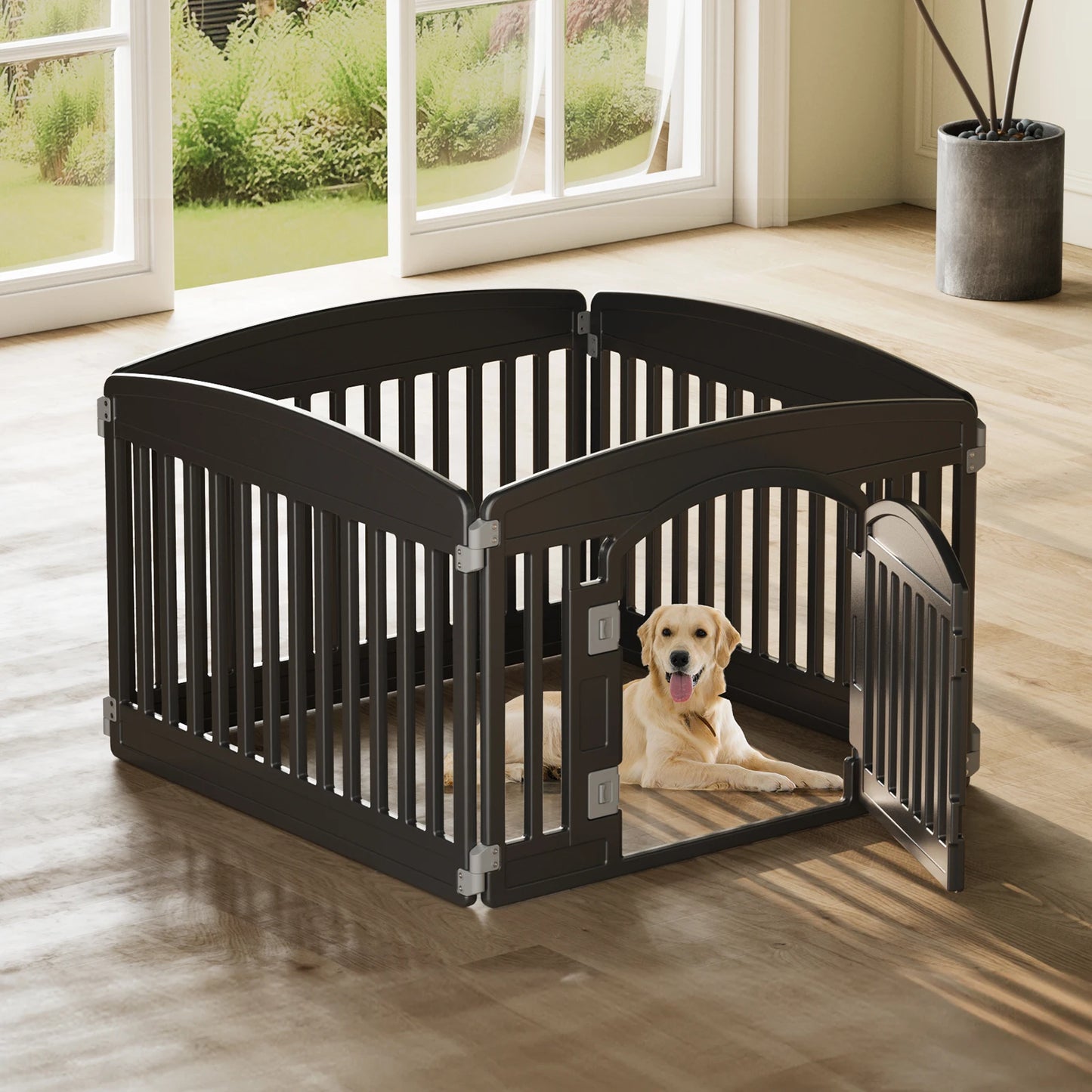Portable 6 Panel 24" Expandable Durable Pet Fence Indoor/Outdoor