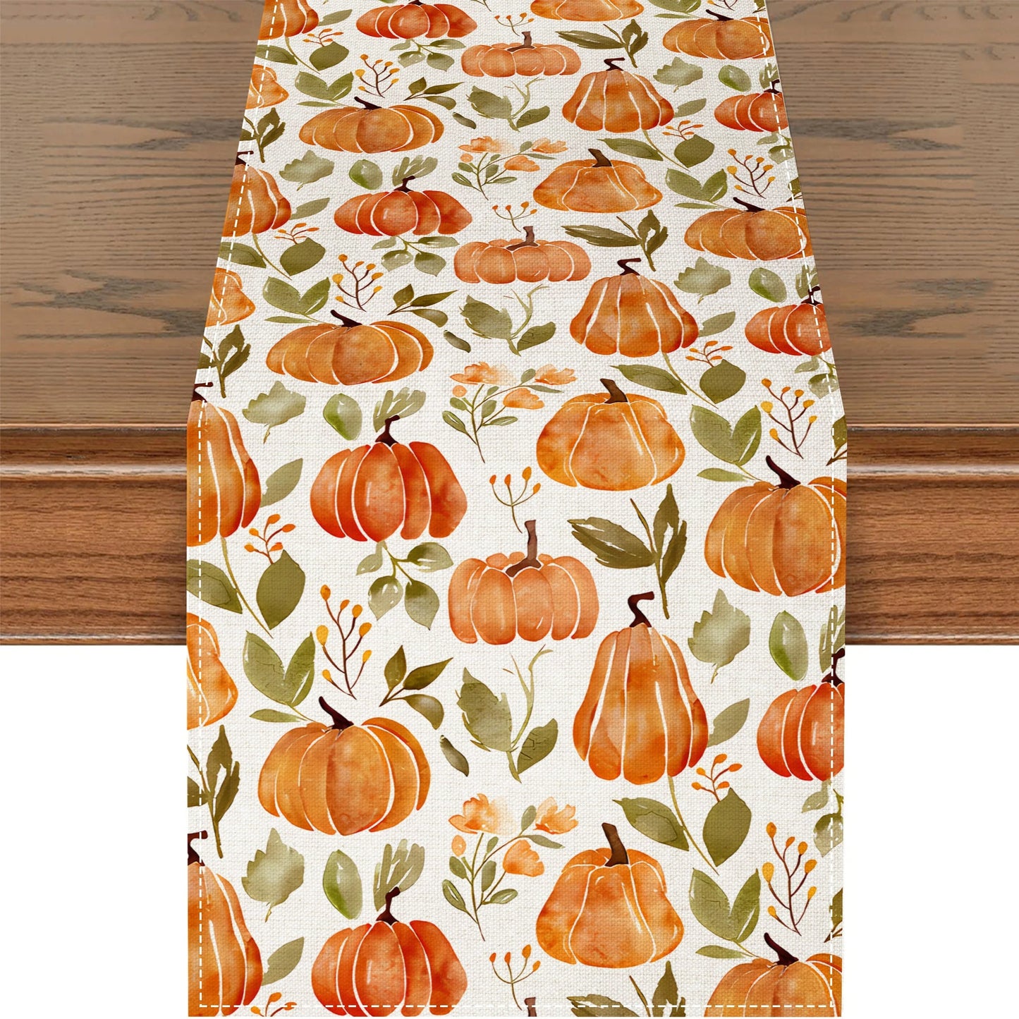 1pc (2 sizes) Fall Pumpkin Table Runner, Autumn Thanksgiving Floral