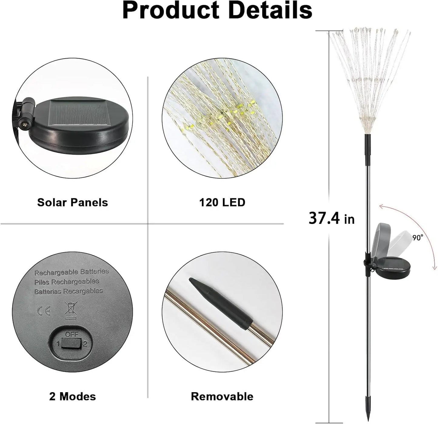 Solar Garden Lights, 4 Pack 120 LED Twinkling Fireworks