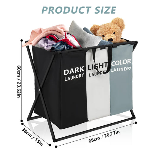 3 Sections, Large Laundry Hamper