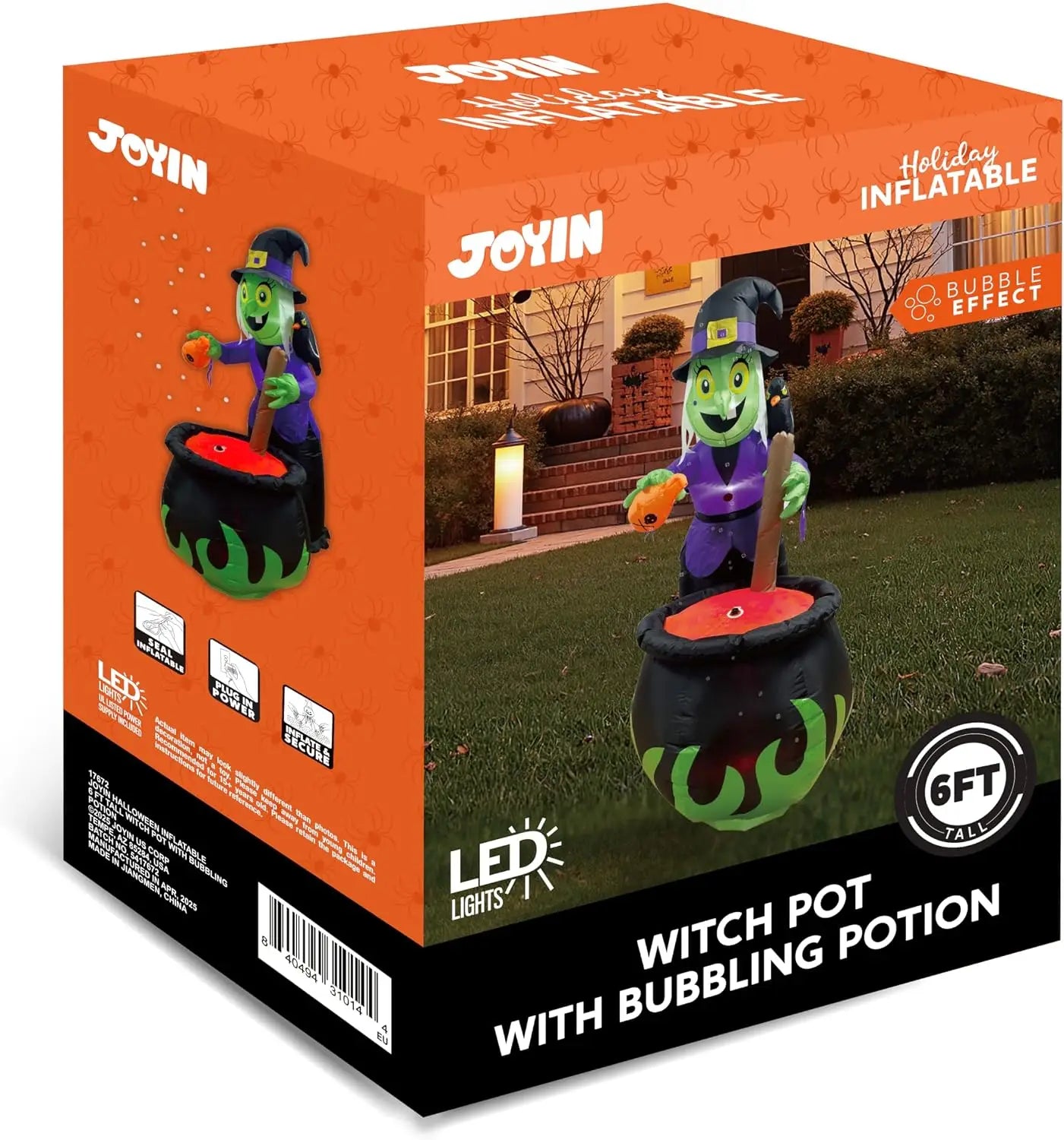 6' Halloween Outdoor Witch Inflatables Cauldron with Bubbling Potion and Light