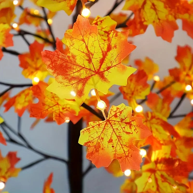 1pc 72" Artificial Autumn Glowing Maple Tree - Orange LED DIY Branches, USB Powered
