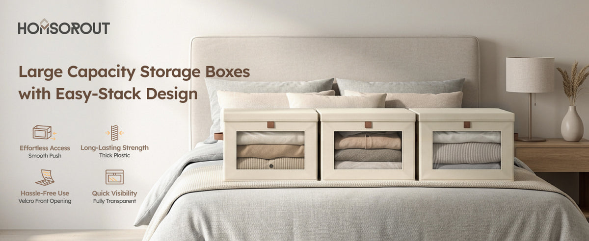 2 Pack Large Beige Fabric Closet Storage Organizer