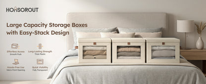 2 Pack Large Beige Fabric Closet Storage Organizer