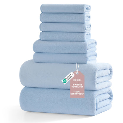 8Pcs Oversized Bath Towel Set, 35"×70" 2 Towels + 2 Hand Towels + 4 Washcloths