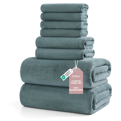 8Pcs Oversized Bath Towel Set, 35"×70" 2 Towels + 2 Hand Towels + 4 Washcloths
