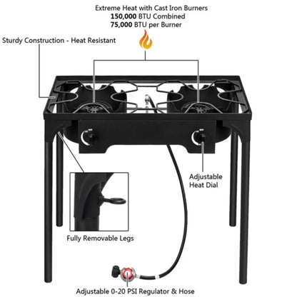 Portable Outdoor Propane Gas Cooker, Cast Iron