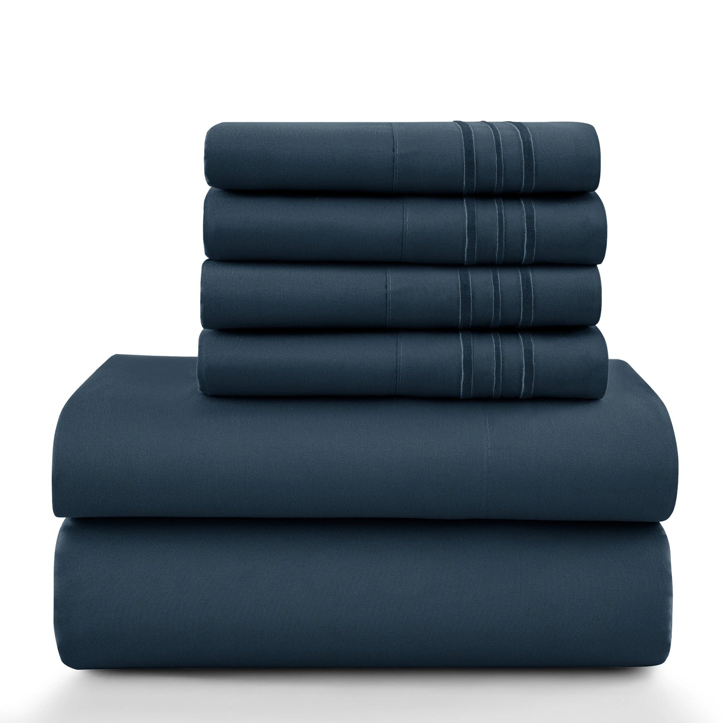 6pc Set, Brushed Microfiber, Embroidered & Plain Pillowcases