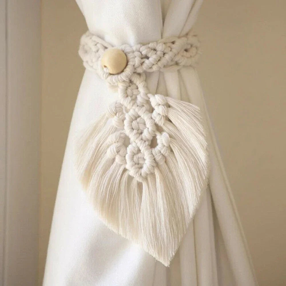 2pcs Log Loop Adjustable Cotton Cord Curtain