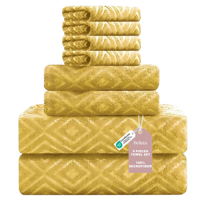 Oversized 8pc Bathroom Towel Set, 35"×70": 2 Bath Sheets, 2 Hand Towels, 4 Washcloths