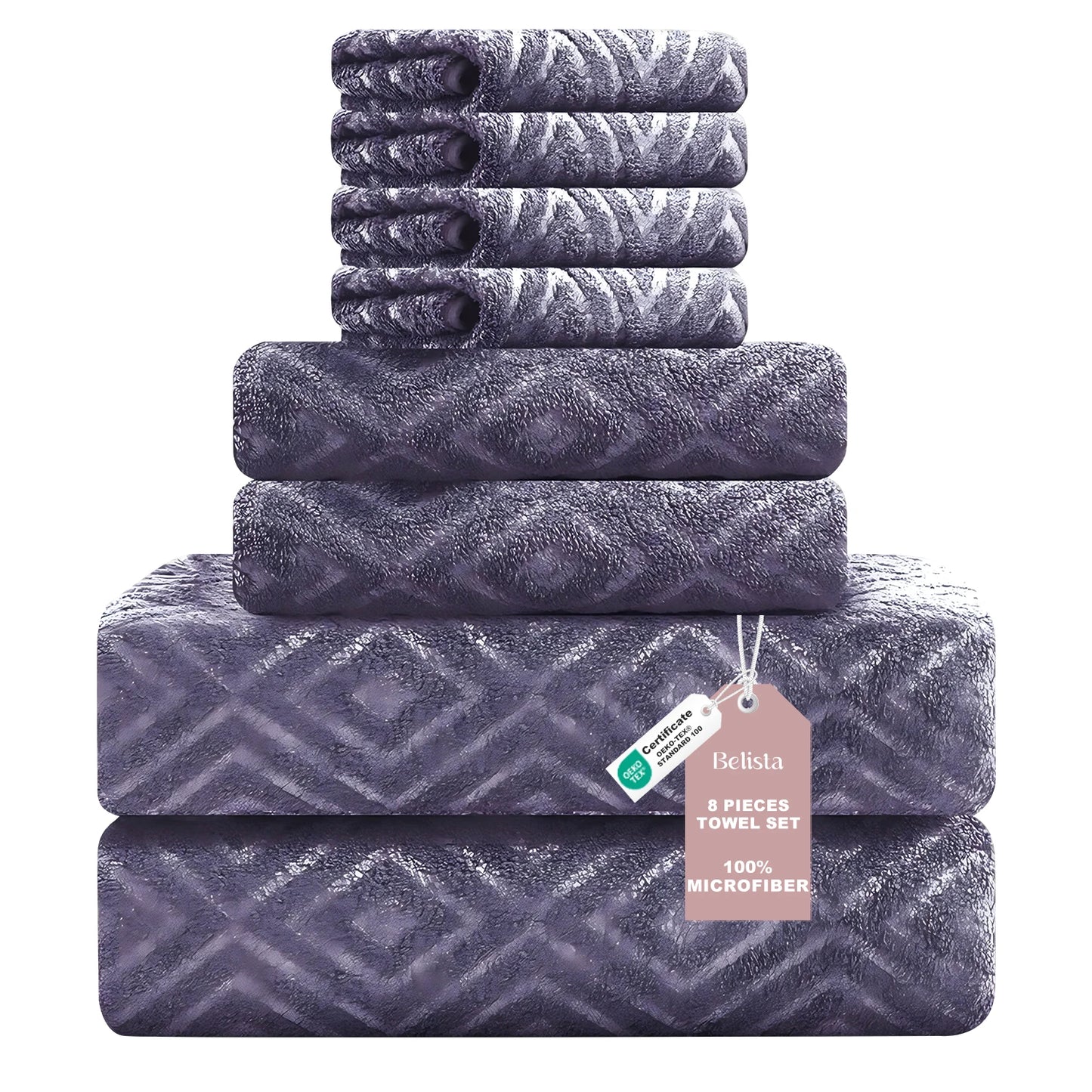Oversized 8pc Bathroom Towel Set, 35"×70": 2 Bath Sheets, 2 Hand Towels, 4 Washcloths