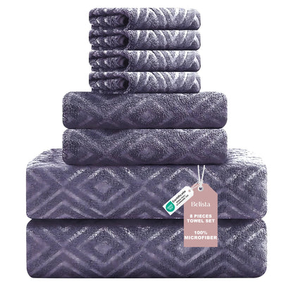 Oversized 8pc Bathroom Towel Set, 35"×70": 2 Bath Sheets, 2 Hand Towels, 4 Washcloths