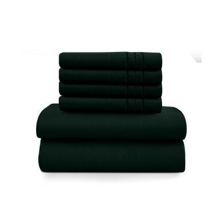 6pc Set, Brushed Microfiber, Embroidered & Plain Pillowcases