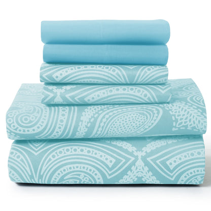 6Pc Paisley Sheet Set – Soft Microfiber, Wrinkle-Free,