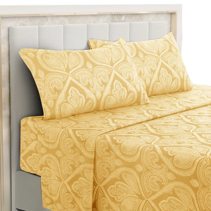 4pcs, Paisley Sheet Set, Brushed Microfiber, 16" Deep Pockets