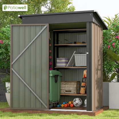 5x3ft Outdoor Storage Shed w/Sloping Roof and Lockable Door