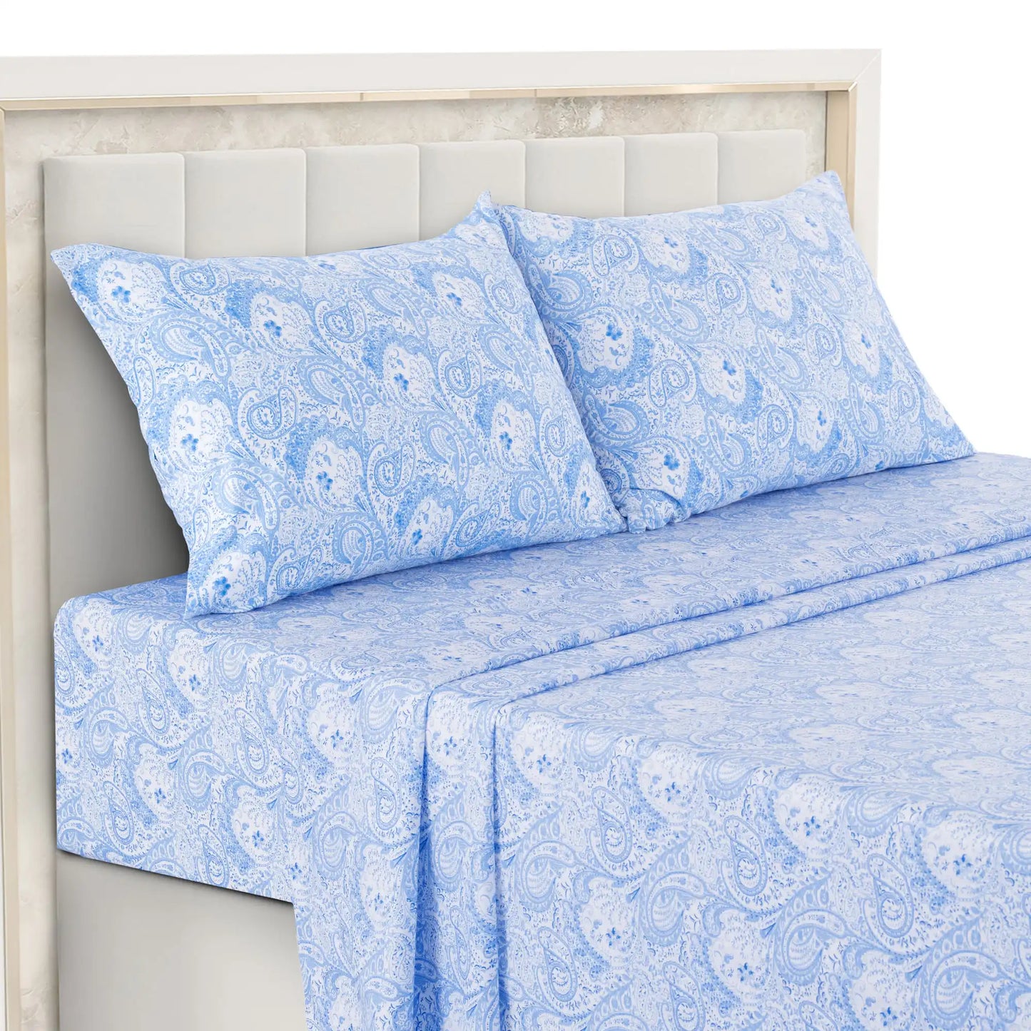 All Sizes, Multicolor 4pc Microfiber Paisley Bed Sheet Set, 16" Deep Pockets