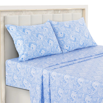 All Sizes, Multicolor 4pc Microfiber Paisley Bed Sheet Set, 16" Deep Pockets