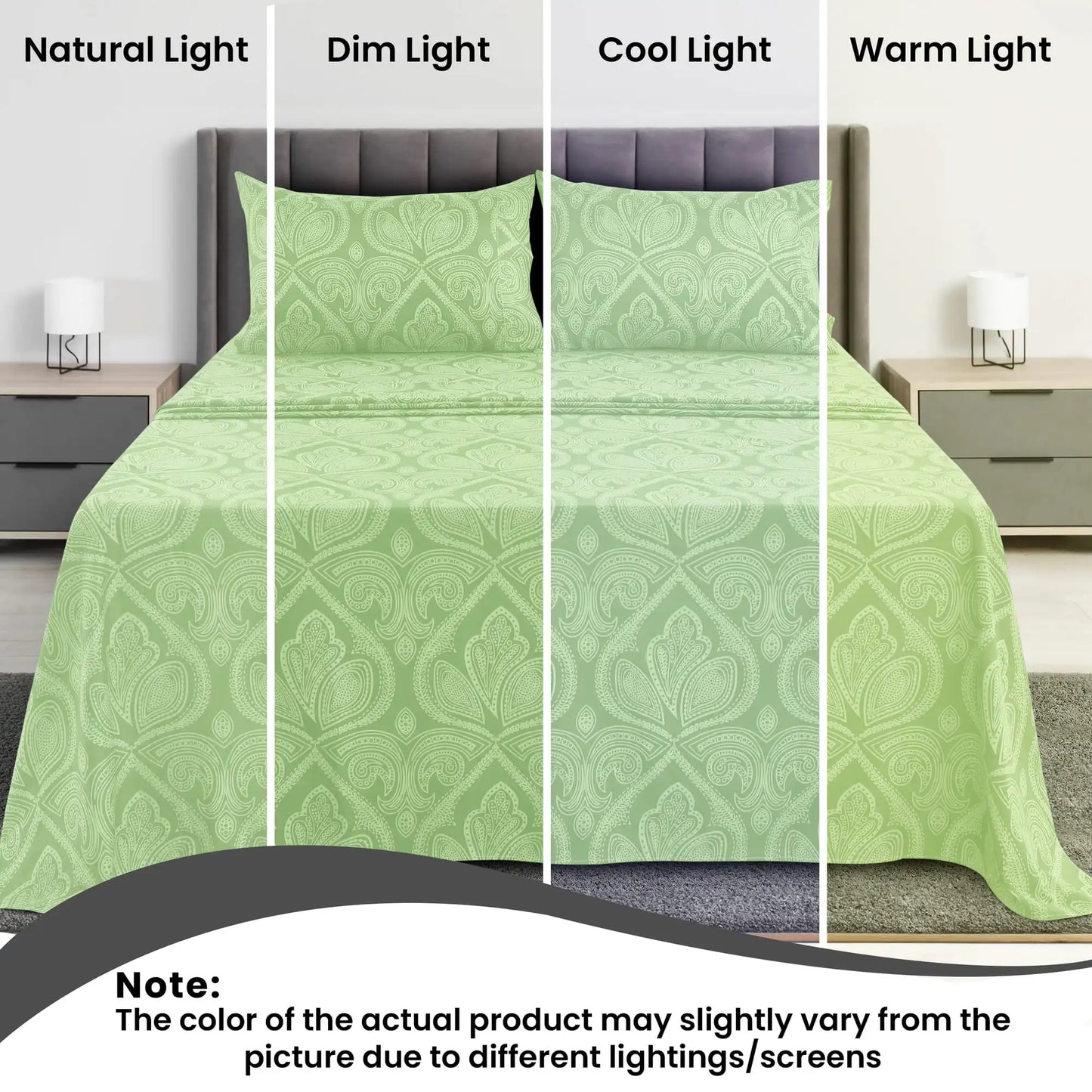 All Sizes, Multicolor 4pc Microfiber Paisley Bed Sheet Set, 16" Deep Pockets
