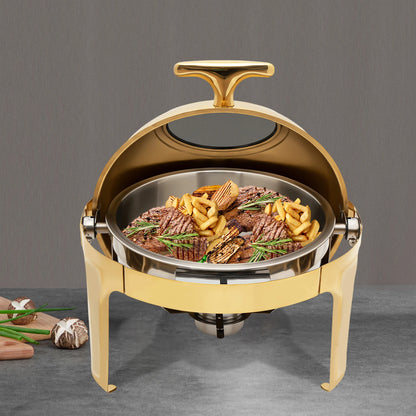 Round, Roll Top Stainless-Steel Chafing Dish