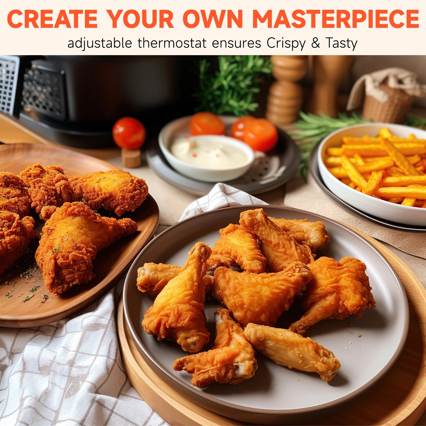 2.5L Large Capacity Countertop Home Fryer for Fried Chicken, Fries