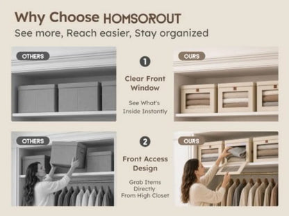 2 Pack Large Beige Fabric Closet Storage Organizer