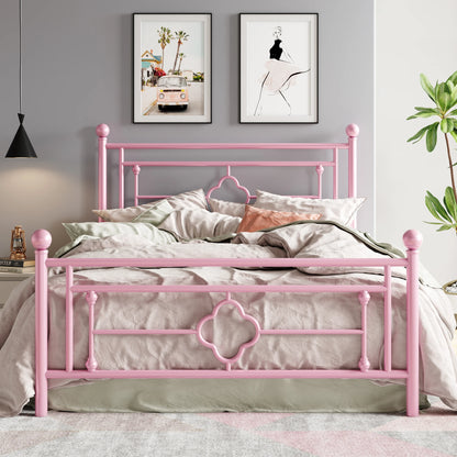 Wrought Iron Headboard and Footboard Metal Platform Bed Frame
