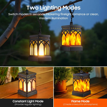 2pk Decorative Hanging Solar Lantern for Outdoors, Auto ON/Off
