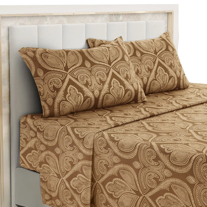 All Sizes, Multicolor 4pc Microfiber Paisley Bed Sheet Set, 16" Deep Pockets
