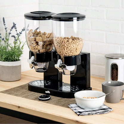 2pc, 6L Black Countertop Cereal Dispenser, Container